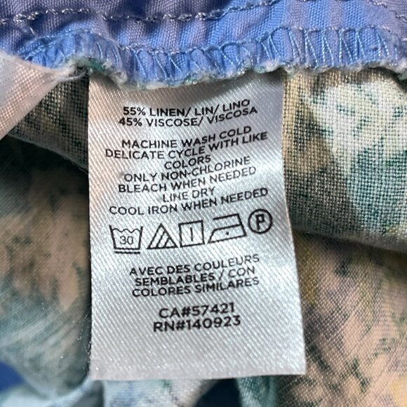 Loft Pants Women's Medium Green Floral Print Wide Leg Cropped Bohemian Fairy - Picture 10 of 11